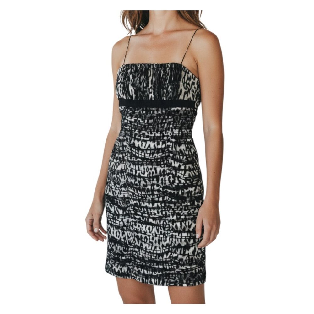 Di Hera Silk Mini Dress Leopard Print Ruched Size 2